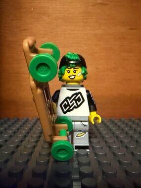 LEGO Minifigure Series 27 Longboarder with Green Helmet and Brown Longboard